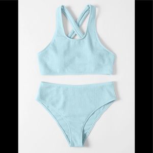 SHEIN High waisted Blue Bikini Size:  XL